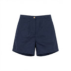 Women's Navy navy Pleated High-Waist Summer Shorts