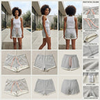 Heather Grey Jersey Lounge Shorts with Peach Drawstring