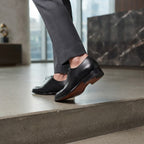 Men's Black Leather Cap-Toe Oxford Dress Shoes