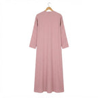 SHEIN Women's Pink Long Open-Front Kimono Abaya Jacket with Trim