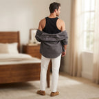LIVERGY Men's Classic Black Cotton Tank Top Undershirt