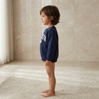 SHEIN Navy Blue Kids Brooklyn USA Graphic Crewneck Sweatshir