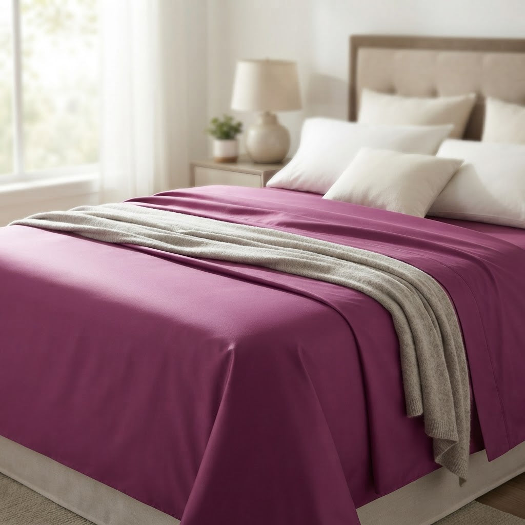 Grandeur Unisex Raspberry King Size Flat Sheet