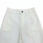 Women's White High-Waisted Wide-Leg Cropped Trousers