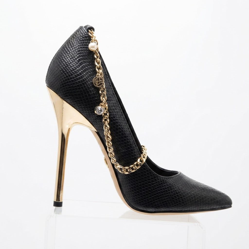 ALDO Women's Black Snakeskin Pointed Toe High Heels