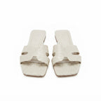 D'amsa SHOES Women's Silver Glittery Interlocking Strap Flat