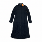 Women's Black Long Sleeve Button-Up Midi Shirt Dress