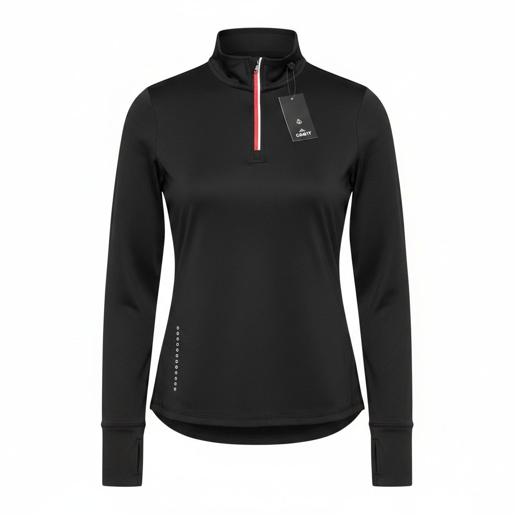 Crivit Women's Black Quarter-Zip Athletic Long Sleeve Top