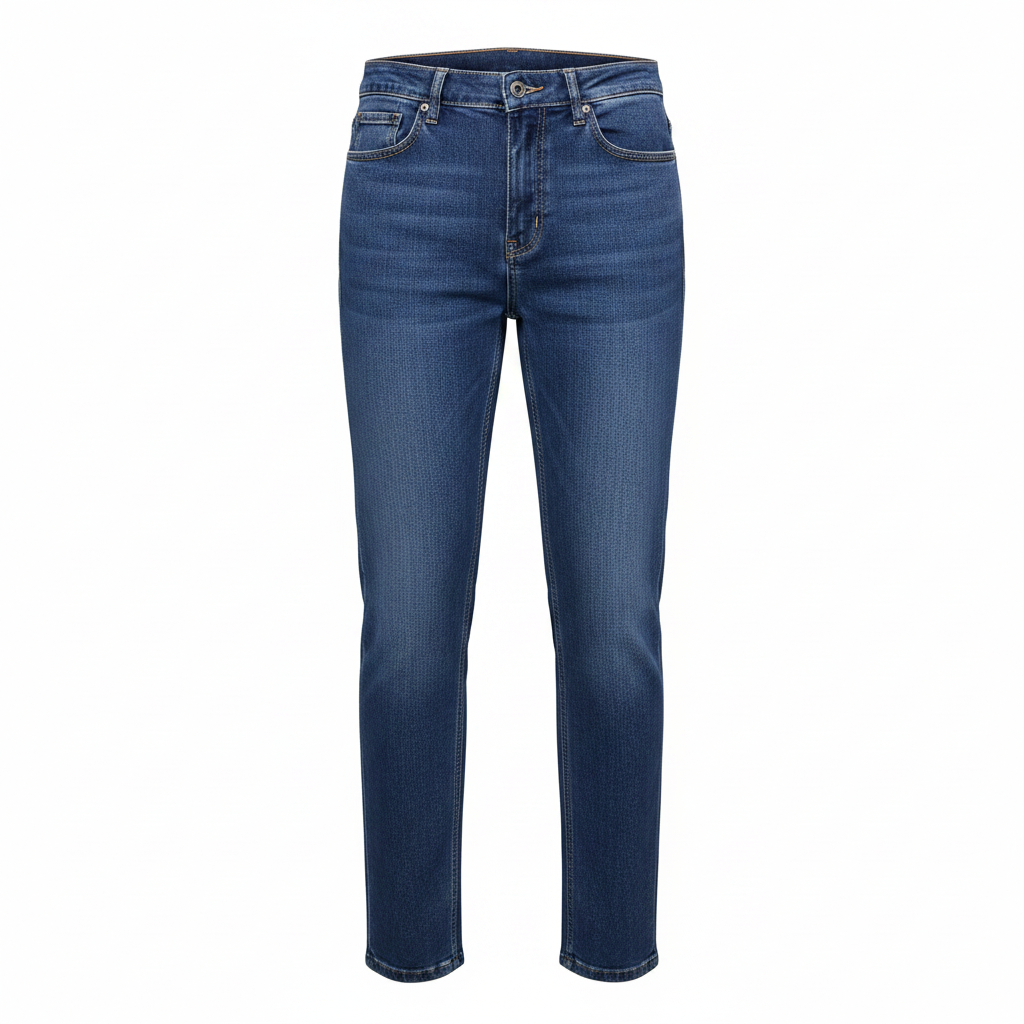 Women's Medium Blue Straight-Leg High-Waisted Denim Jeans