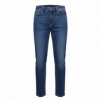 Women's Medium Blue Straight-Leg High-Waisted Denim Jeans