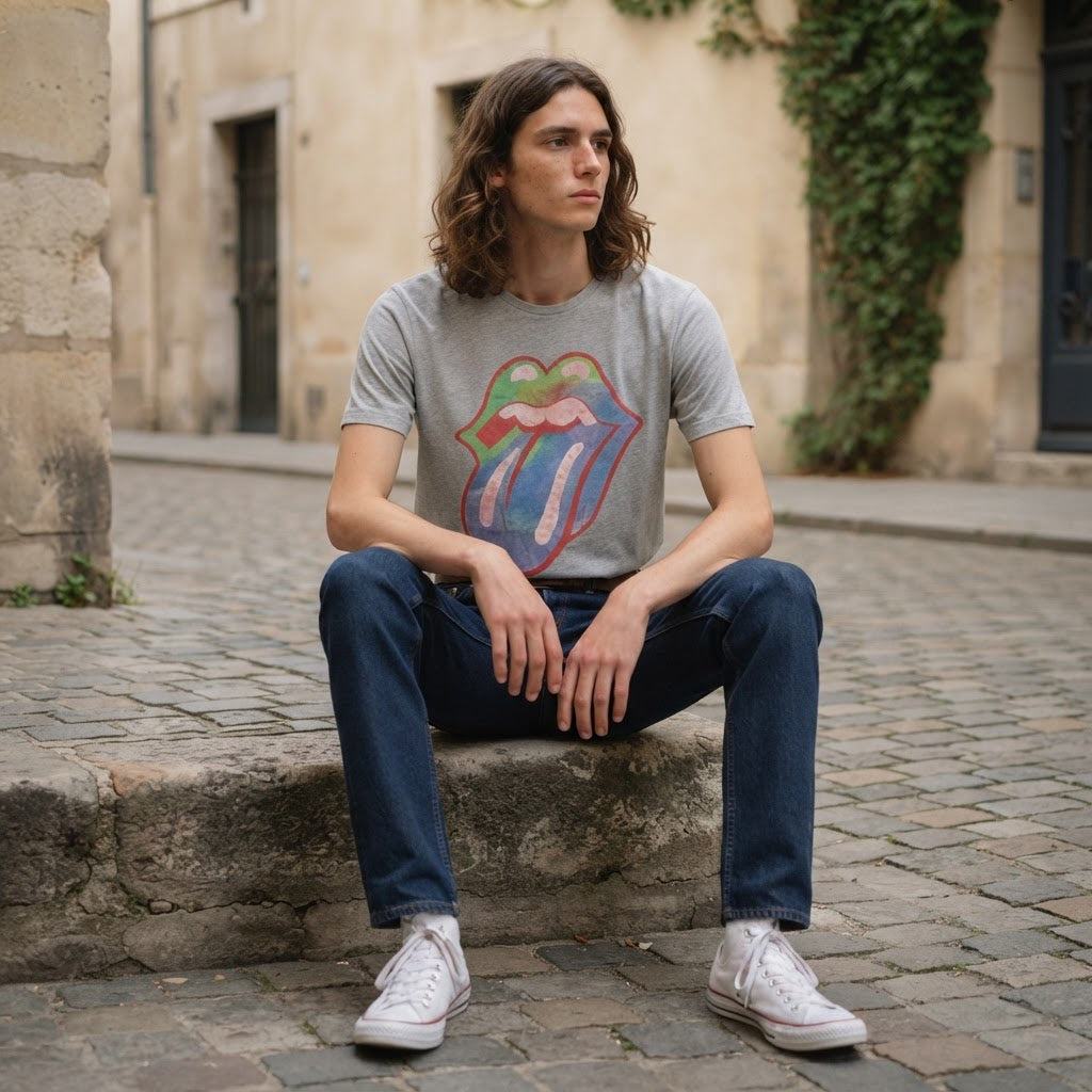 Springfield Heather Grey Rolling Stones Tie-Dye Graphic T-Sh