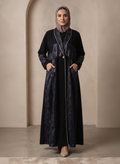 Black Embellished Long-Sleeve Formal Abaya Dress
