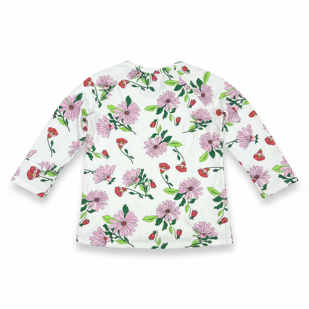 BONDS Kids White Floral Long Sleeve Cotton Top