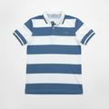 Lacoste Men's Blue & White Striped Waffle Knit Polo Shirt