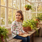 Bonds Kids Floral Long Sleeve Cotton Top - Size 7
