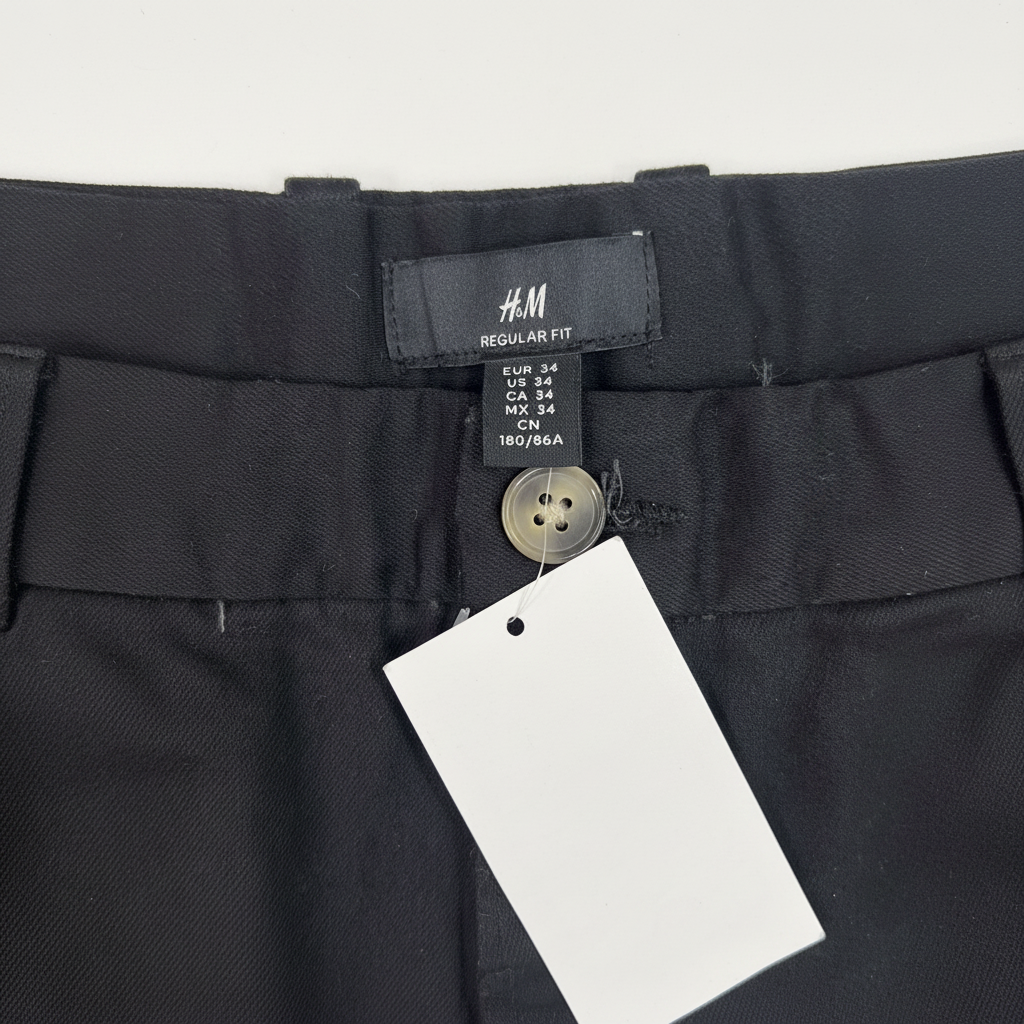 H&M Men's Classic Black Straight-Leg Chino Trousers