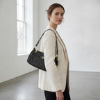 COACH NEW YORK Black Embossed Patent Leather Shoulder Bag