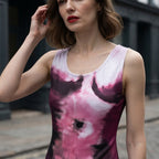SHEIN SXY Plum Abstract Painterly Print Sleeveless Midi Colu