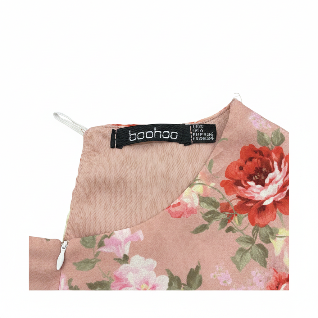 Boohoo Girls Pink Floral Ruffle Sleeve Dress