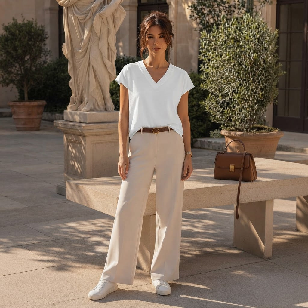 anko White V-Neck Cap-Sleeve Boxy Top