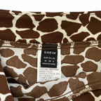 SHEIN Women's Brown Animal Print A-Line Midi Skirt