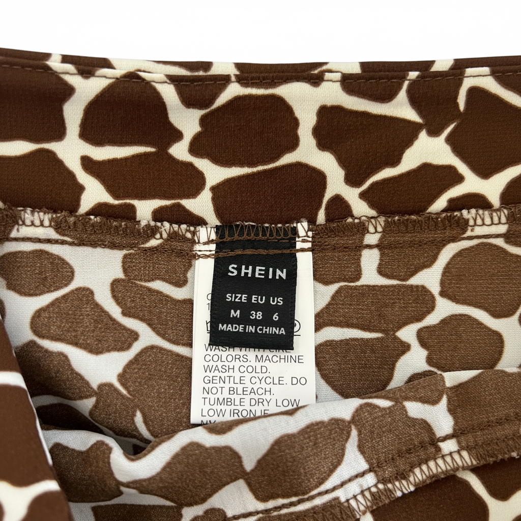 SHEIN Women's Brown Animal Print A-Line Midi Skirt