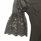 Elegant Black Abaya with Lace Panels and Sequins