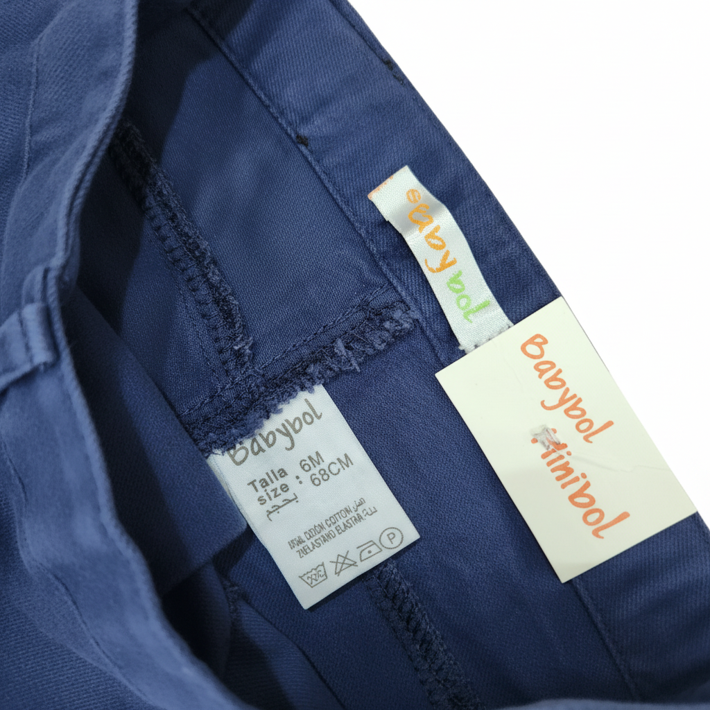 Babybol Navy Blue Cotton Stretch Chino Pants - Size 6M
