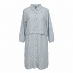 Esmara Women's Blue Leaf Print Button-Down Shirt Dress