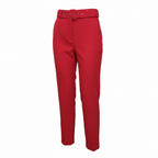 ZARA Women's Red High-Waisted Belted Tapered Trousers