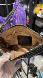 COACH NEW YORK Black Embossed Patent Leather Shoulder Bag