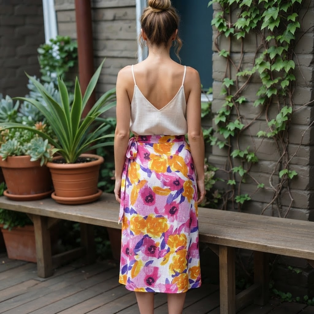 Esmara Multi-Floral Painterly Print Crinkle Midi Skirt