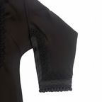 Elegant Black Embroidered Open Front Abaya