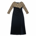 Women's Black & Gold Metallic Long Sleeve Maxi Dress