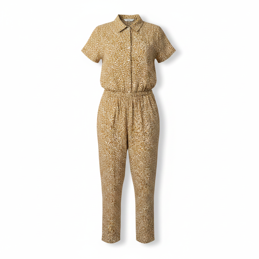 Name It Girls Mustard Heart Print Jumpsuit Size 12Y