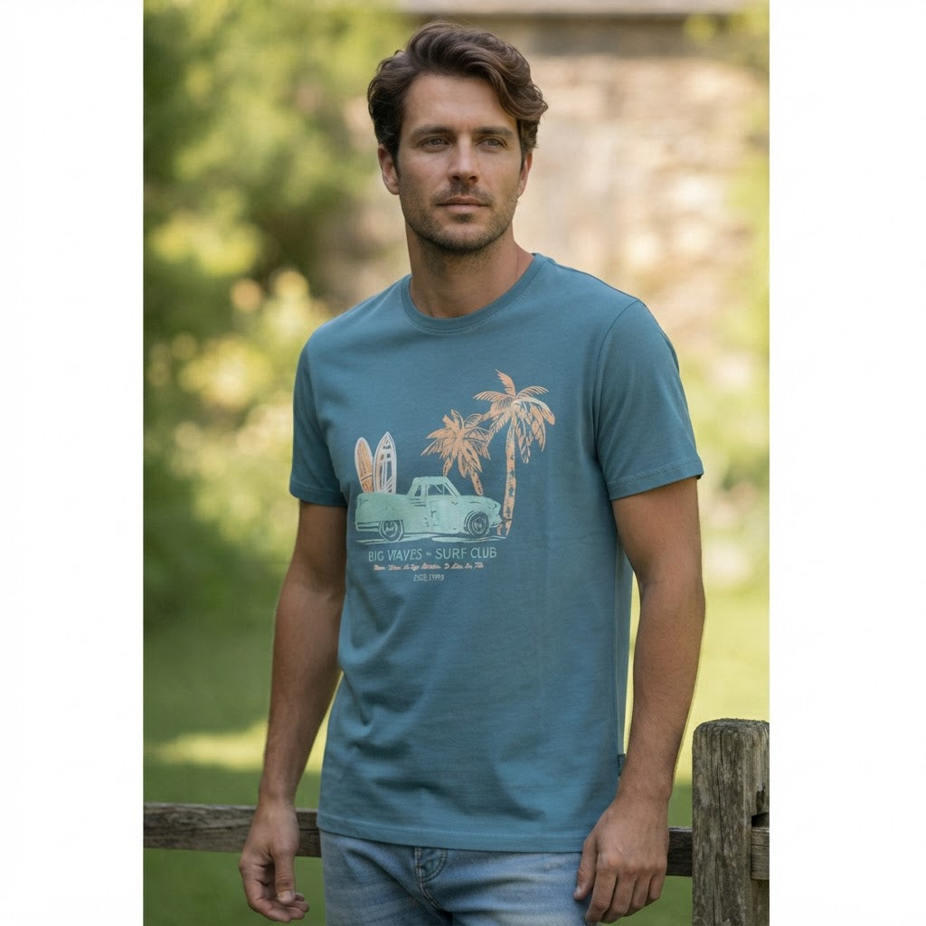 Jeanswest Steel Blue Surf Club Graphic T-Shirt Regular Fit S
