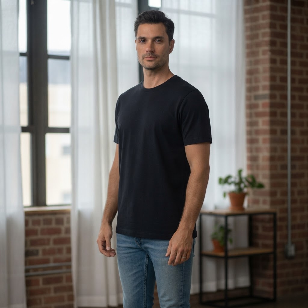 Cotton:On Cotton:On Navy Crew-Neck Regular Fit Cotton T-Shir