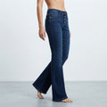 QS QS Dark Indigo Flared Denim Jeans with Button Fly