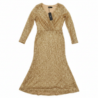 Juli Collection Gold Sequin Long Sleeve Maxi Dress