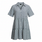 Dotti Blue & White Striped Tiered Mini Dress - Size 12