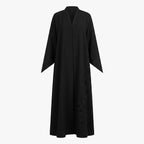 Black Floral Embroidered Abaya with Pointed Cuffs