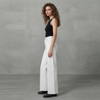 Conbipel White Wide Leg Stretch Jeans with Contrast Stitchin