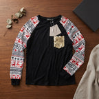 Emery Rose Black Festive Long Sleeve Top with Gold Sequin Po
