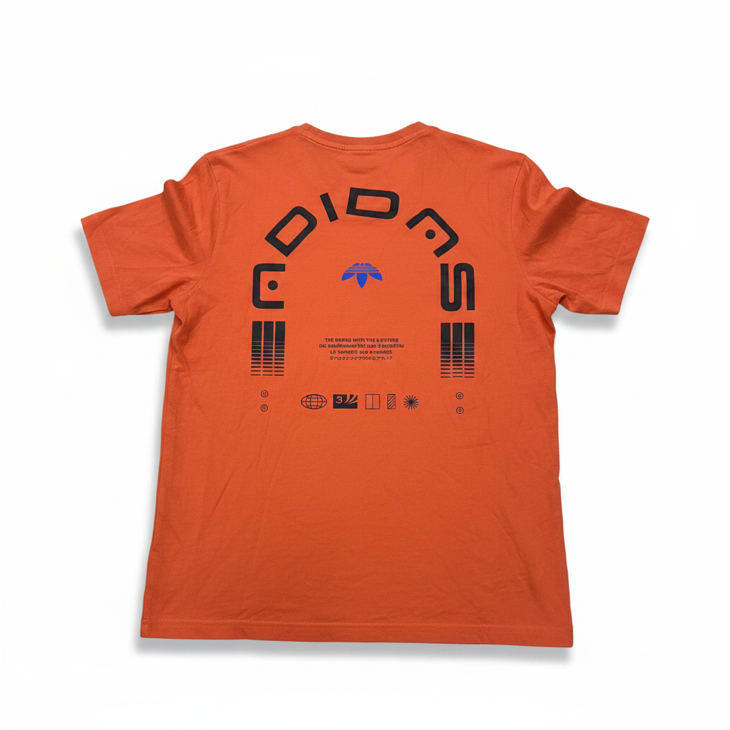 Adidas Men's Orange Graphic Logo T-Shirt - Premium