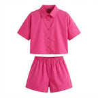 SHEIN Hot Pink Relaxed Shirt and Shorts Co-ord Set