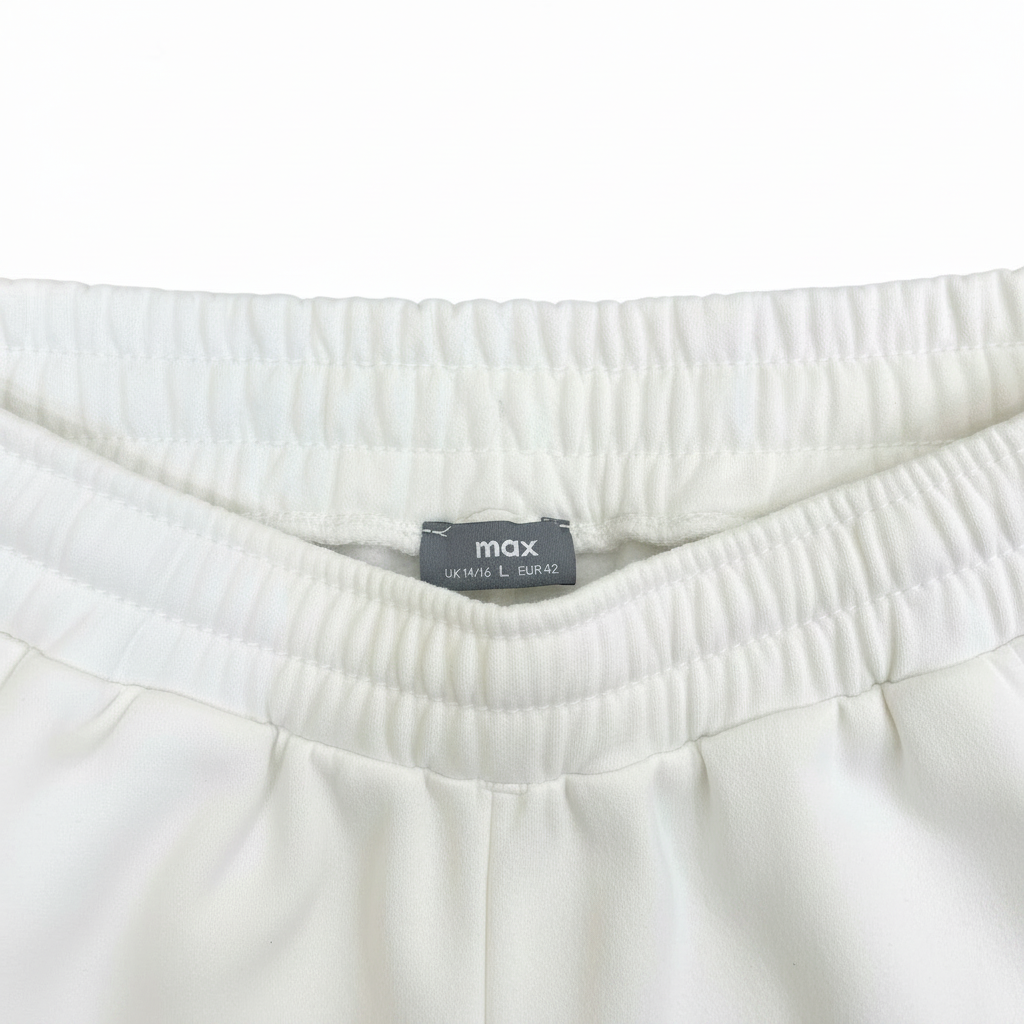 White Wide Leg Drawstring Sweatpants