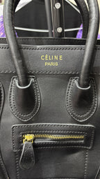 CÉLINE PARIS Black Smooth Leather Structured Nano Tote