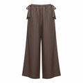 Women's Brown Wide Leg Linen Blend Trousers