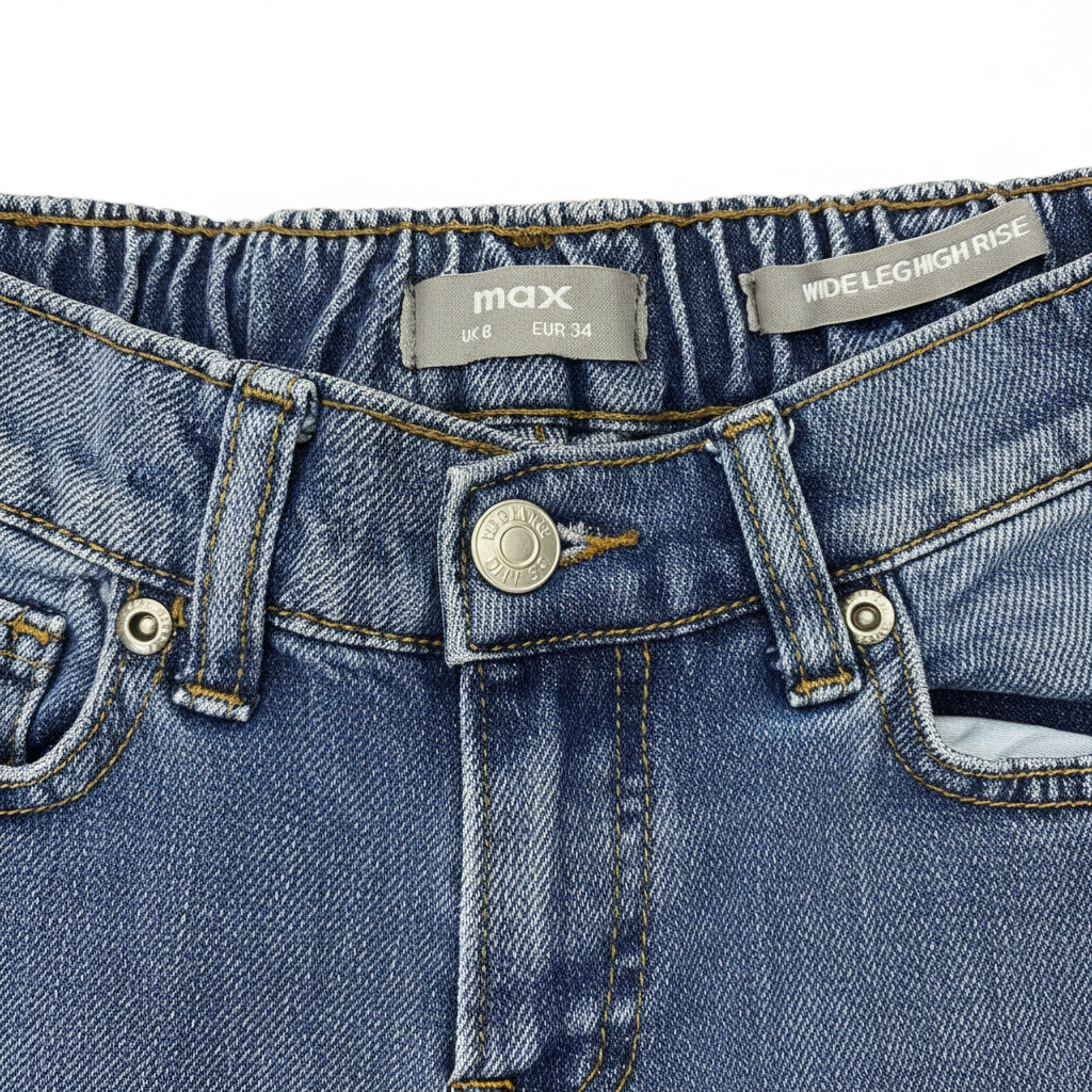 Women's Mid-Wash Blue Wide-Leg Denim Jeans