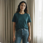 Deep Teal Relaxed Fit Boxy Crewneck T-Shirt